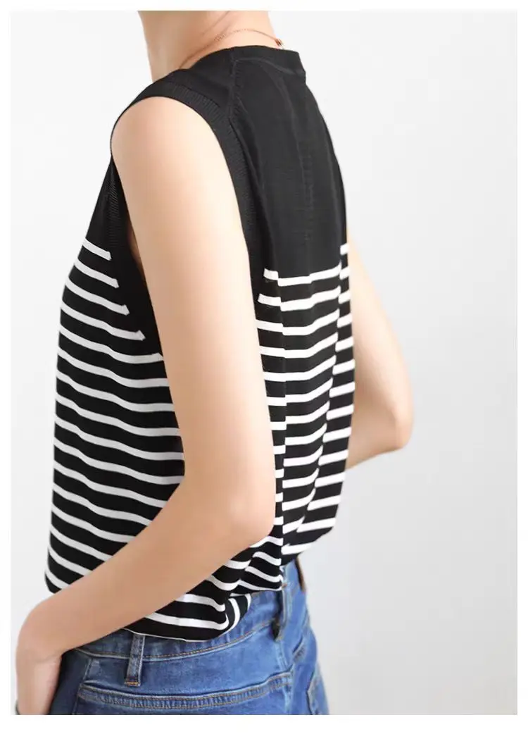 WinvyNee Summer Women's 100% Cotton Striped Camis Tank Top Vest O Neck Basic Clothing Casual Crop Top Women Pullover C1102001