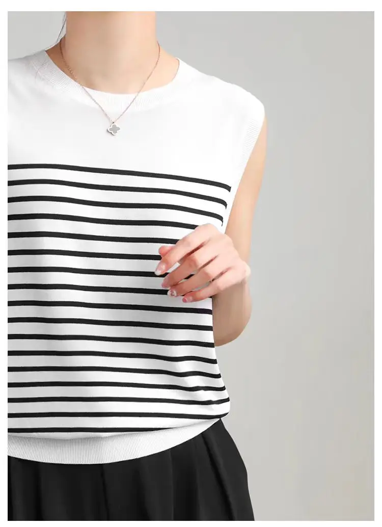 WinvyNee Summer Women's 100% Cotton Striped Camis Tank Top Vest O Neck Basic Clothing Casual Crop Top Women Pullover C1102001
