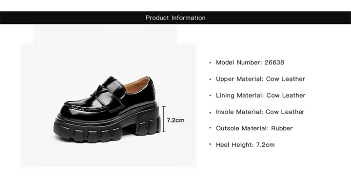 BEAUTODAY Platform Loafers Women Cow Leather Round Toe Triangle Marker Sewing Design Classical Black Shoes Female Handmade 26638