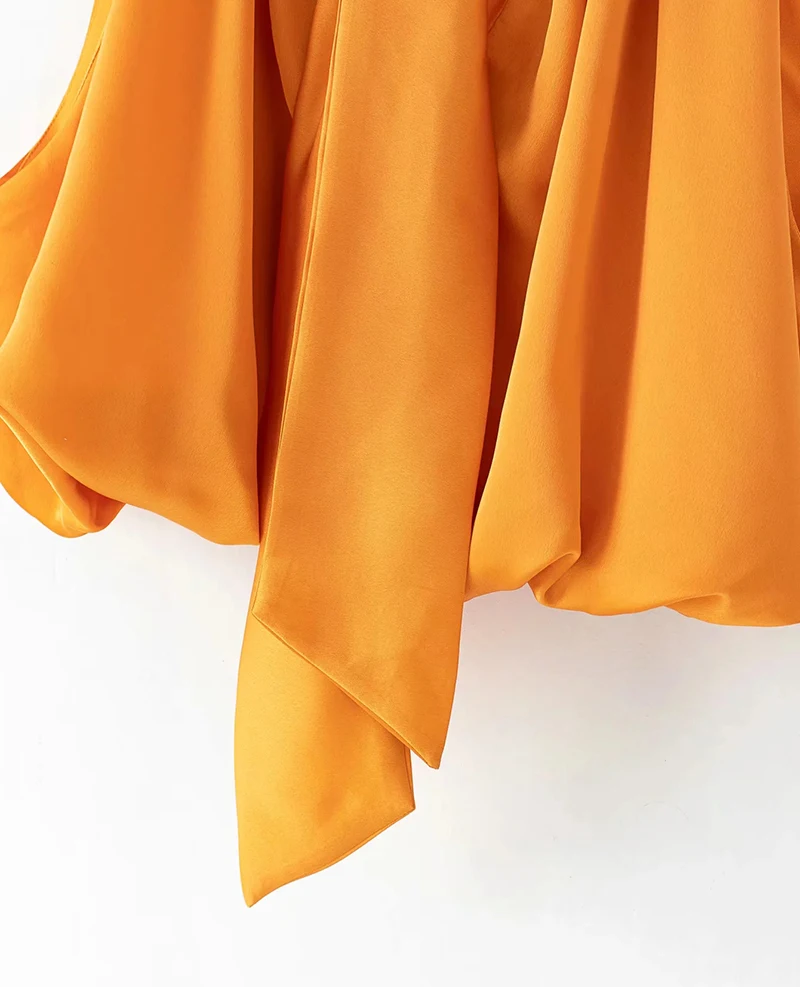Klacwaya Top Women 2021 Sexy Blouses Orange Crop Ladies Shirts Halter Sleeveless Girl Summer Blusas Clothing Female Chic Tops