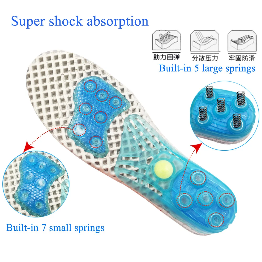 Spring Silicone gel insoles Orthopedic shoes sole insoles for feet Sports insoles Shock Absorption Arch Support Running Shoe Pad