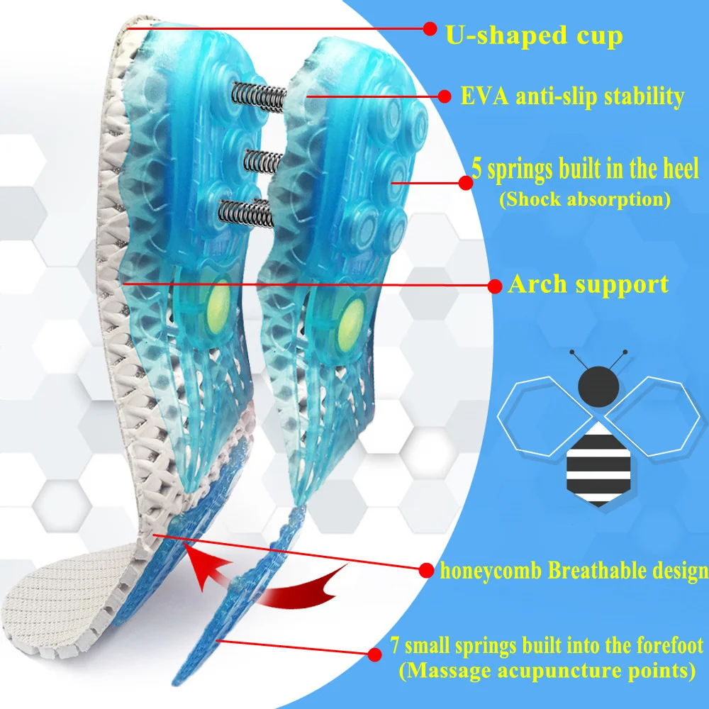 Spring Silicone gel insoles Orthopedic shoes sole insoles for feet Sports insoles Shock Absorption Arch Support Running Shoe Pad