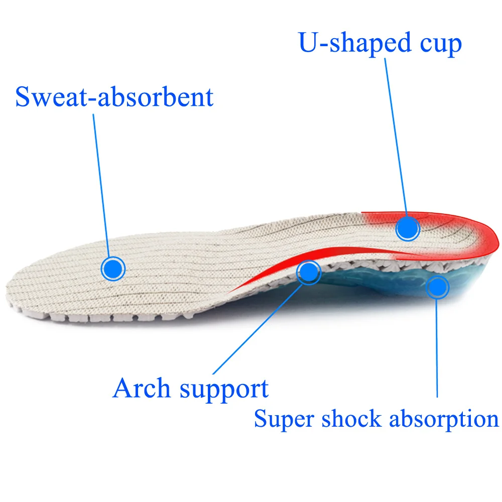Spring Silicone gel insoles Orthopedic shoes sole insoles for feet Sports insoles Shock Absorption Arch Support Running Shoe Pad
