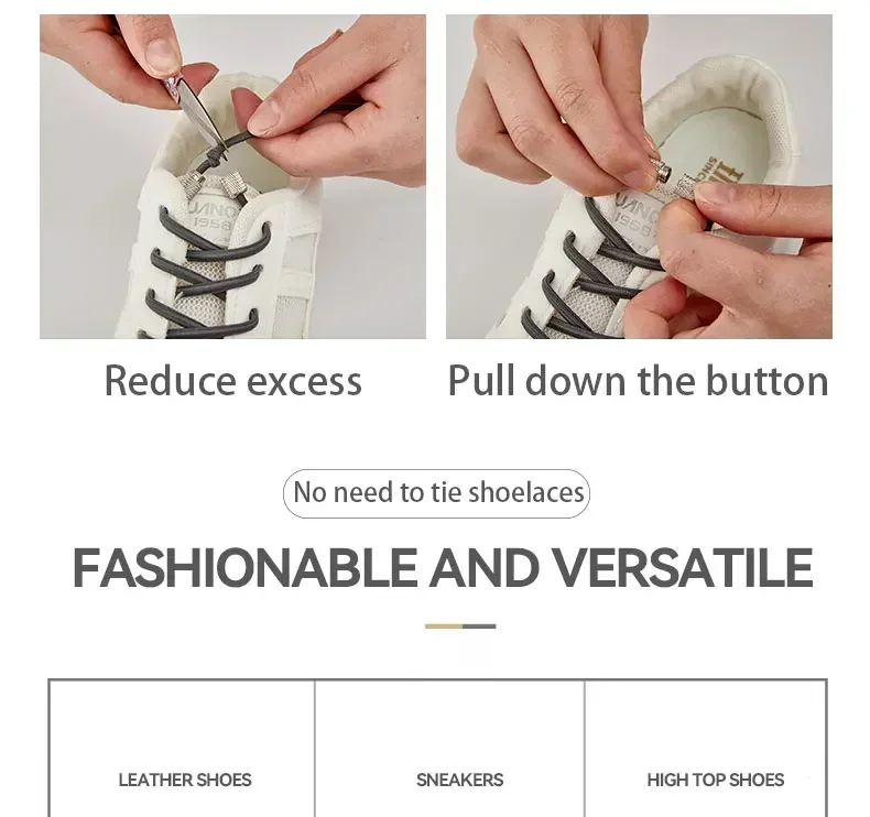 Elastic Shoelaces for Sneakers No Tie Shoelace Tennis Round Shoe Laces Without Ties for Kids Adult Rubber Bands Shoes Accessorie