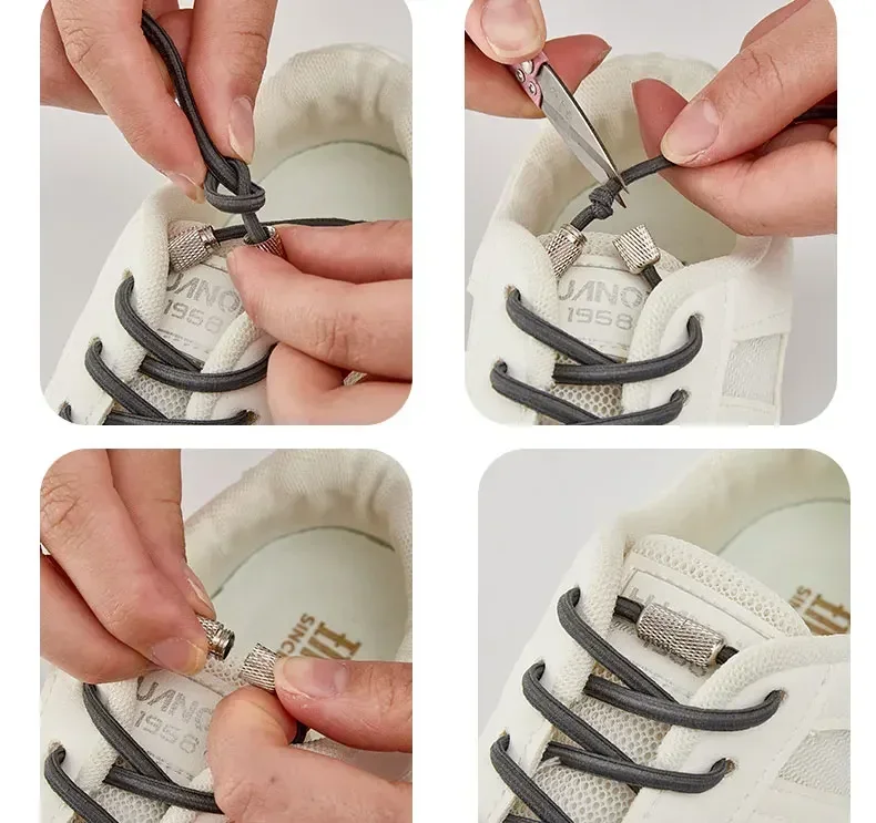Elastic Shoelaces for Sneakers No Tie Shoelace Tennis Round Shoe Laces Without Ties for Kids Adult Rubber Bands Shoes Accessorie