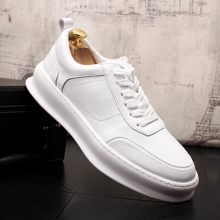British style men's luxury fashion genuine leather shoes lace-up flats shoe platform white sneakers zapatos de hombre chaussure