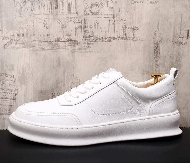 British style men's luxury fashion genuine leather shoes lace-up flats shoe platform white sneakers zapatos de hombre chaussure