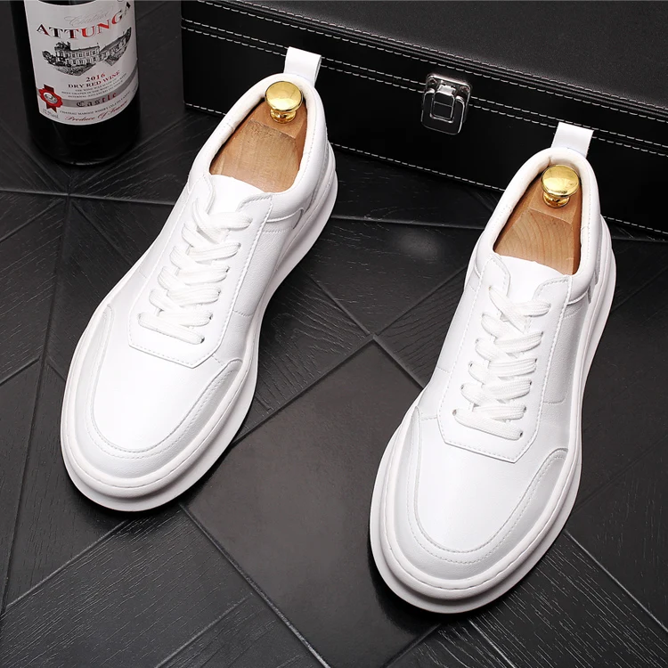 British style men's luxury fashion genuine leather shoes lace-up flats shoe platform white sneakers zapatos de hombre chaussure