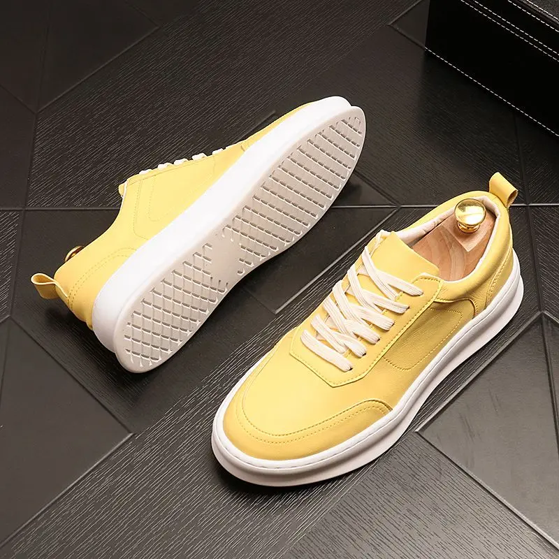 British style men's luxury fashion genuine leather shoes lace-up flats shoe platform white sneakers zapatos de hombre chaussure