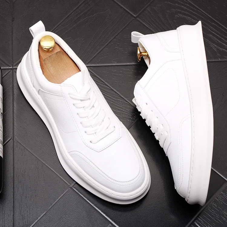 British style men's luxury fashion genuine leather shoes lace-up flats shoe platform white sneakers zapatos de hombre chaussure