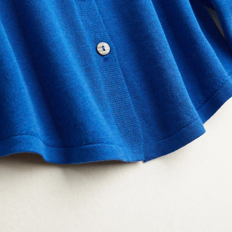 Birdtree 63.9% Silk 15.9%Cotton Shirt, 2025 Women's Autumn New Round, Solid Long Sleeve Sweater Knitted Blouses T37652QC