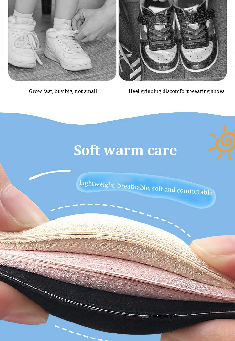Children's Shoes Heel Stickers Protector Baby Anti-drop Heel Pad Anti-grinding Soft Adjustment Shoe Size Half Pads Heel Inserts