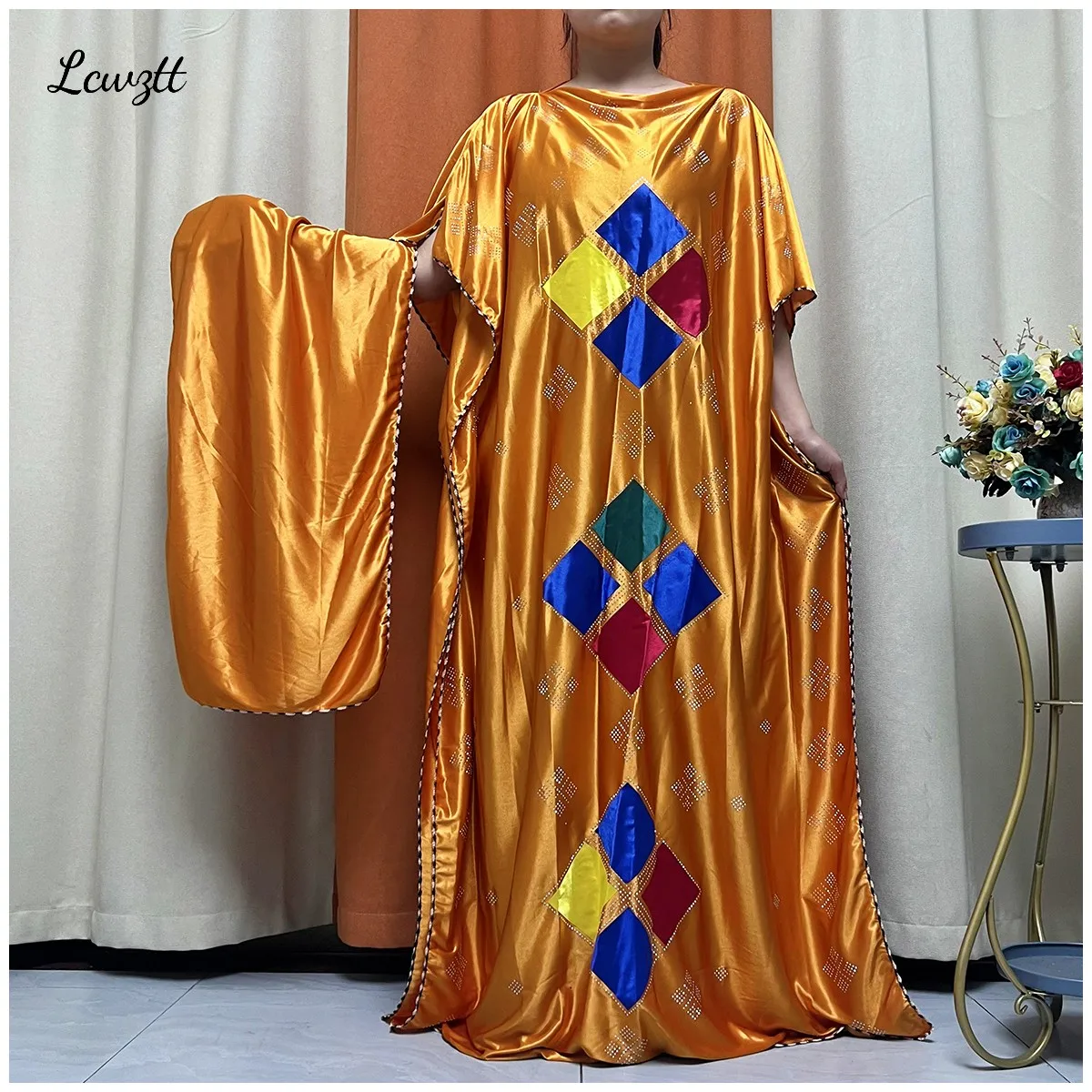 African Abaya For Women Kaftan Islamic Clothing With Scarf African Women Dress Inlaid Mubarak Dubai Femme Luxury Muslim Dress
