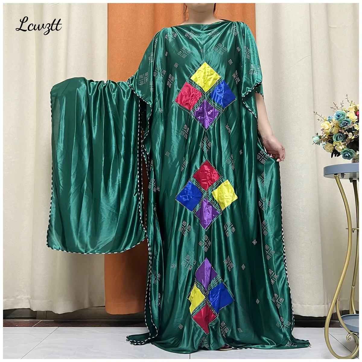 African Abaya For Women Kaftan Islamic Clothing With Scarf African Women Dress Inlaid Mubarak Dubai Femme Luxury Muslim Dress
