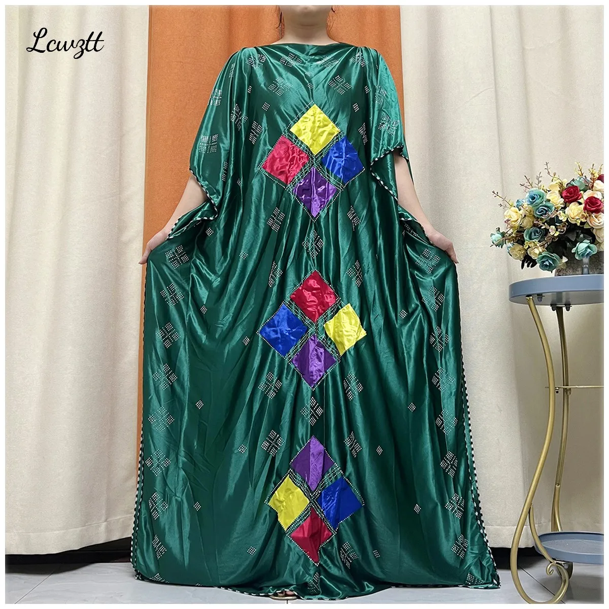 African Abaya For Women Kaftan Islamic Clothing With Scarf African Women Dress Inlaid Mubarak Dubai Femme Luxury Muslim Dress