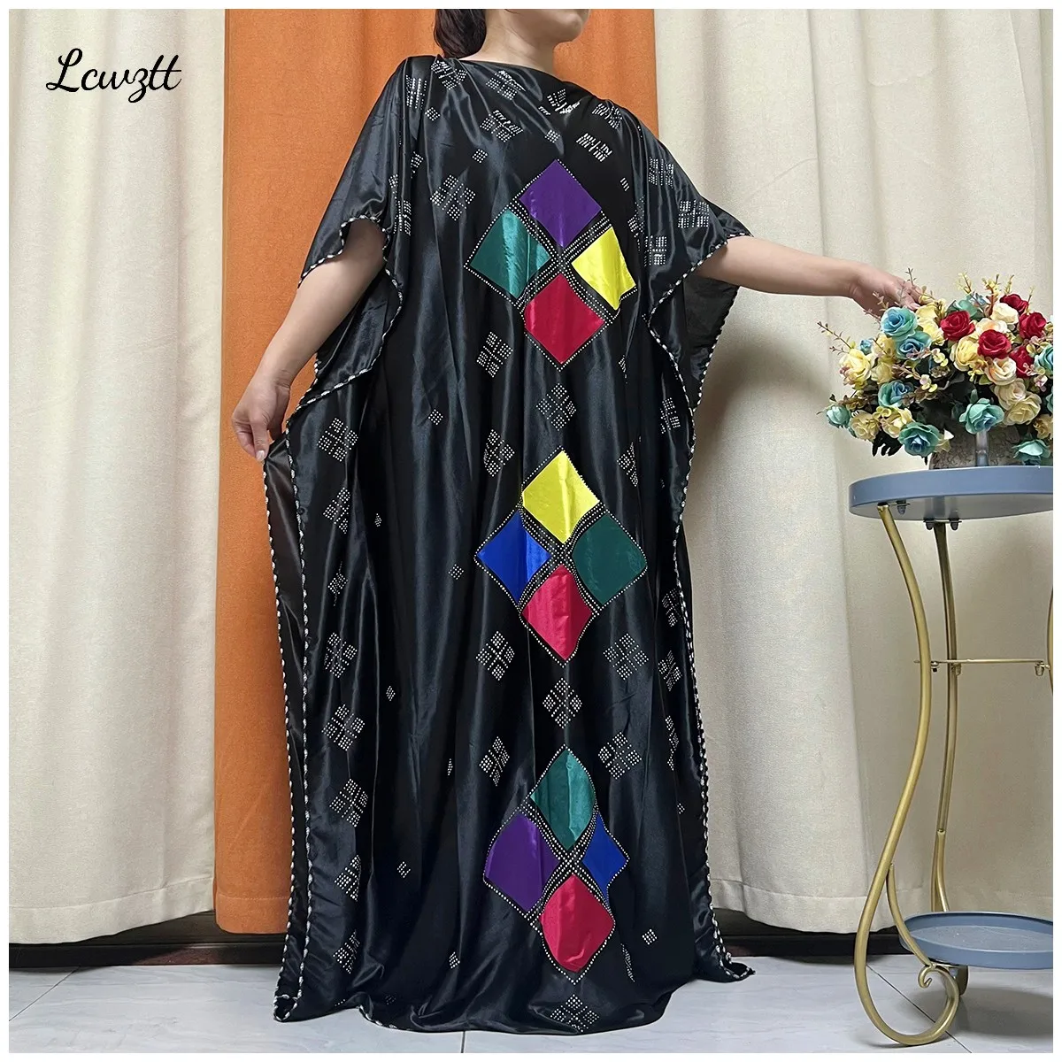 African Abaya For Women Kaftan Islamic Clothing With Scarf African Women Dress Inlaid Mubarak Dubai Femme Luxury Muslim Dress