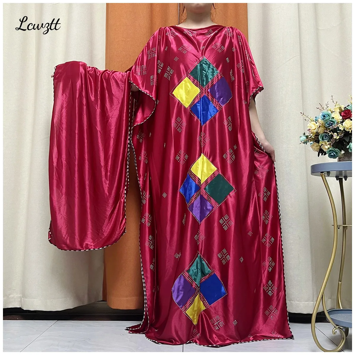 African Abaya For Women Kaftan Islamic Clothing With Scarf African Women Dress Inlaid Mubarak Dubai Femme Luxury Muslim Dress