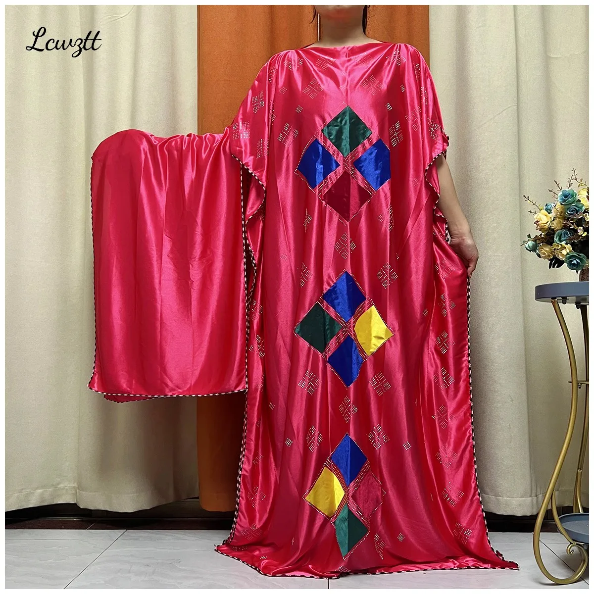 African Abaya For Women Kaftan Islamic Clothing With Scarf African Women Dress Inlaid Mubarak Dubai Femme Luxury Muslim Dress