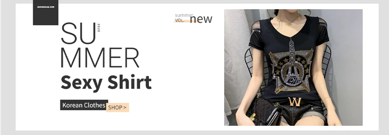 MadBlack Spring Summer European Clothes V Necks Tshirts Female Sexy Printed Drawstring Slim Thin Tops Short Sleeve T34330C