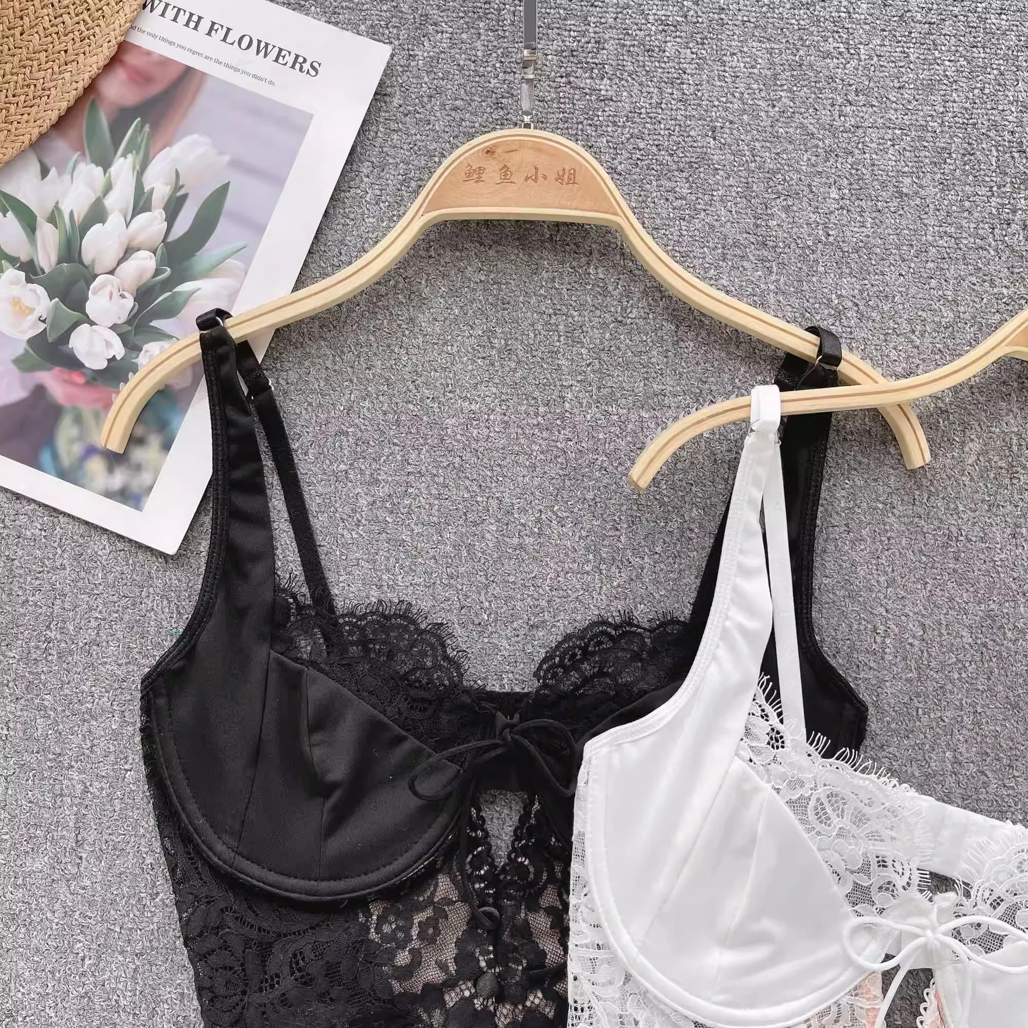 Magdalyn Women Floral Lace Summer Camis Streetwear Boho Beach Basic Sling Tops Ins Casual Elastic Fashion Hollow Sheer Camisole