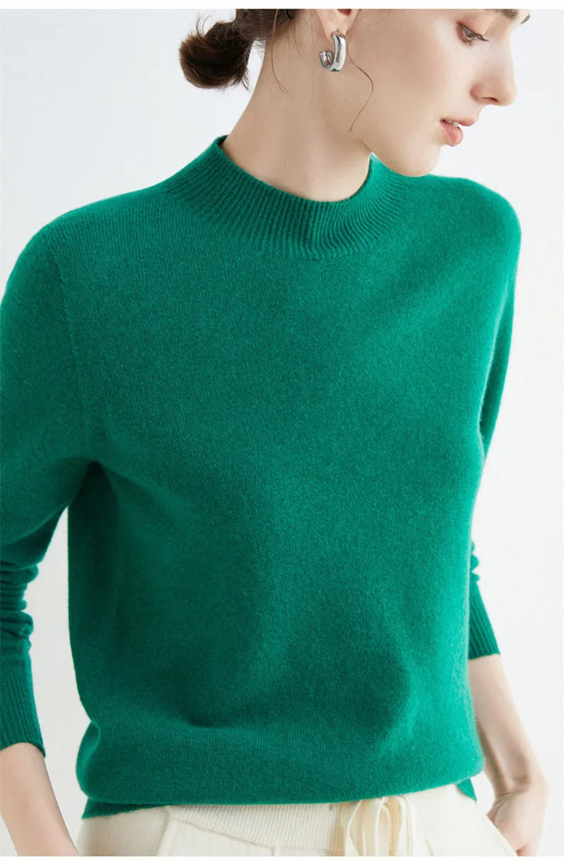 100% Merino Wool Cashmere Sweater Women Knitted Sweater Turtleneck Long Sleeve Pullovers Autumn Winter Clothing Warm Jumper Tops