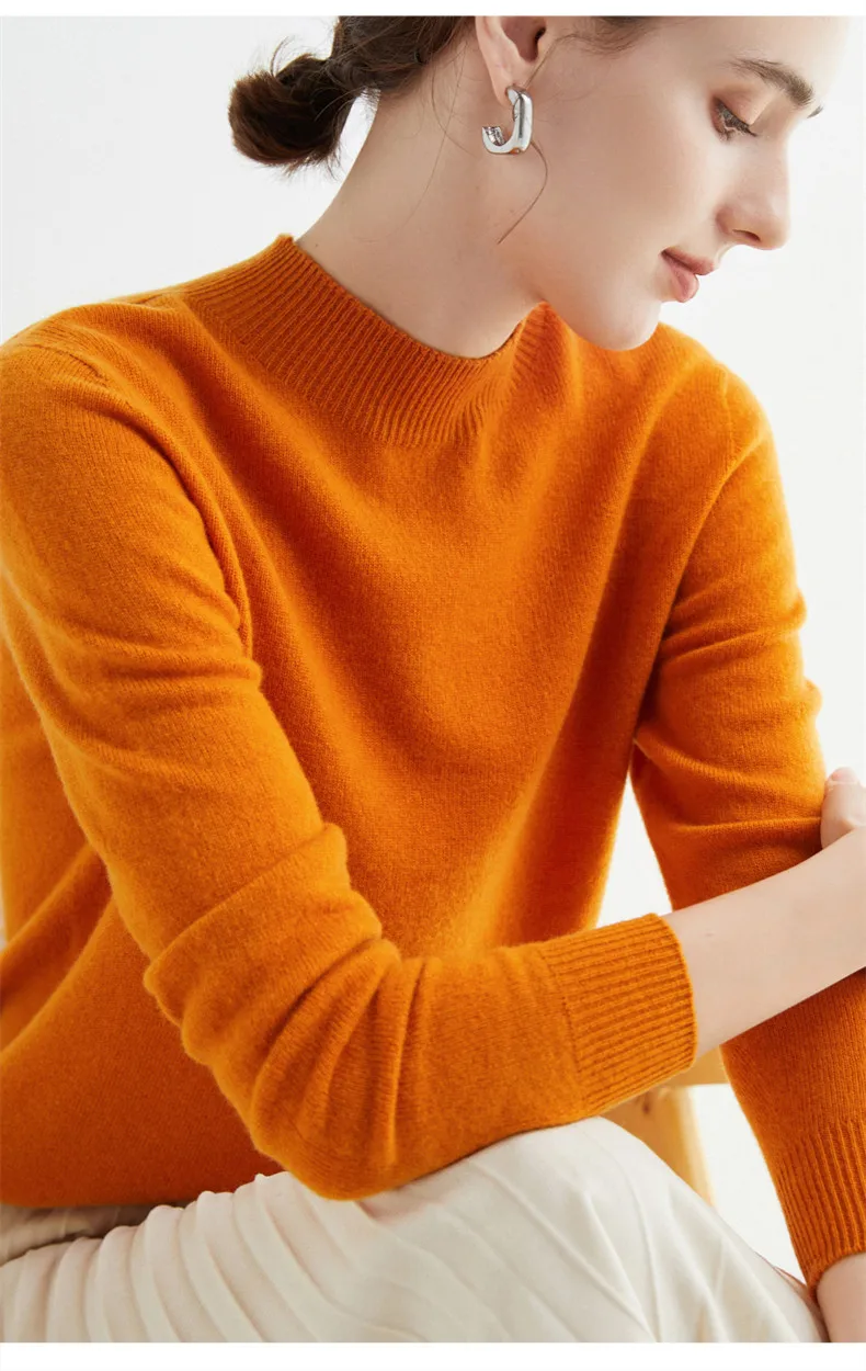 100% Merino Wool Cashmere Sweater Women Knitted Sweater Turtleneck Long Sleeve Pullovers Autumn Winter Clothing Warm Jumper Tops
