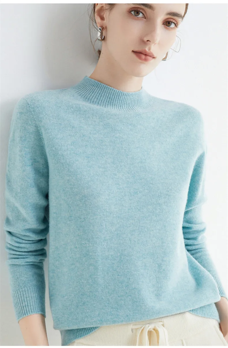 100% Merino Wool Cashmere Sweater Women Knitted Sweater Turtleneck Long Sleeve Pullovers Autumn Winter Clothing Warm Jumper Tops