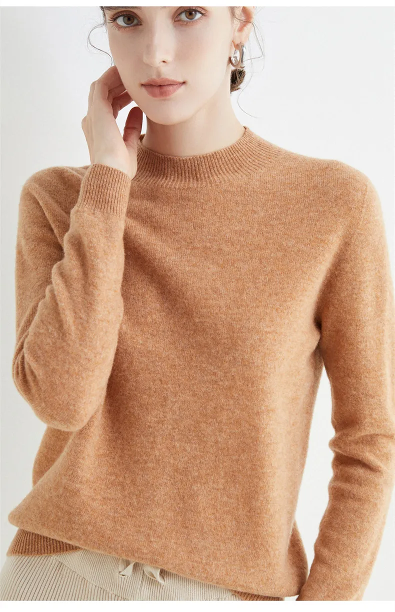 100% Merino Wool Cashmere Sweater Women Knitted Sweater Turtleneck Long Sleeve Pullovers Autumn Winter Clothing Warm Jumper Tops