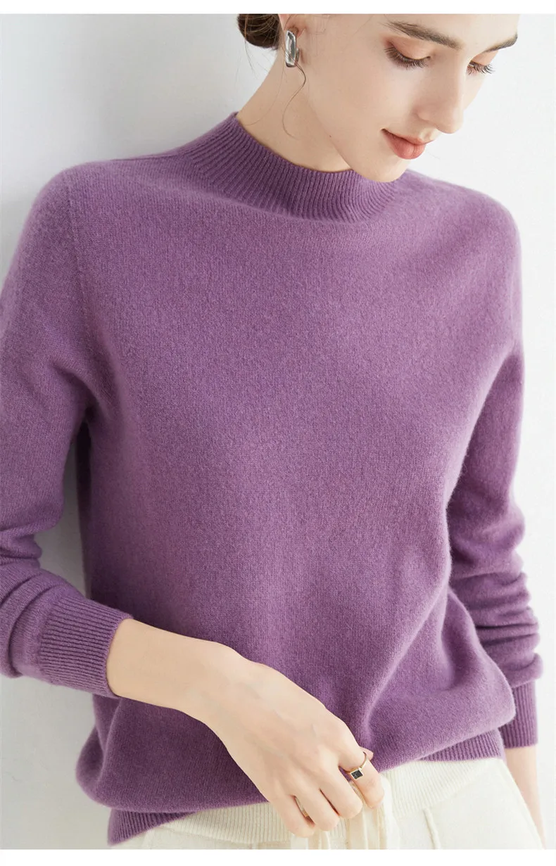 100% Merino Wool Cashmere Sweater Women Knitted Sweater Turtleneck Long Sleeve Pullovers Autumn Winter Clothing Warm Jumper Tops