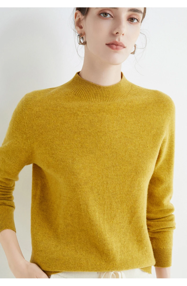 100% Merino Wool Cashmere Sweater Women Knitted Sweater Turtleneck Long Sleeve Pullovers Autumn Winter Clothing Warm Jumper Tops