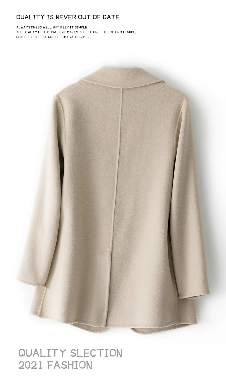 New Women's Coat Pure Wool Plaids and Tweedst Fashion Camel Women's Coat Elegant Trench Coat