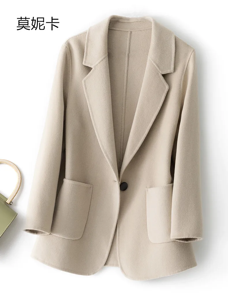 New Women's Coat Pure Wool Plaids and Tweedst Fashion Camel Women's Coat Elegant Trench Coat