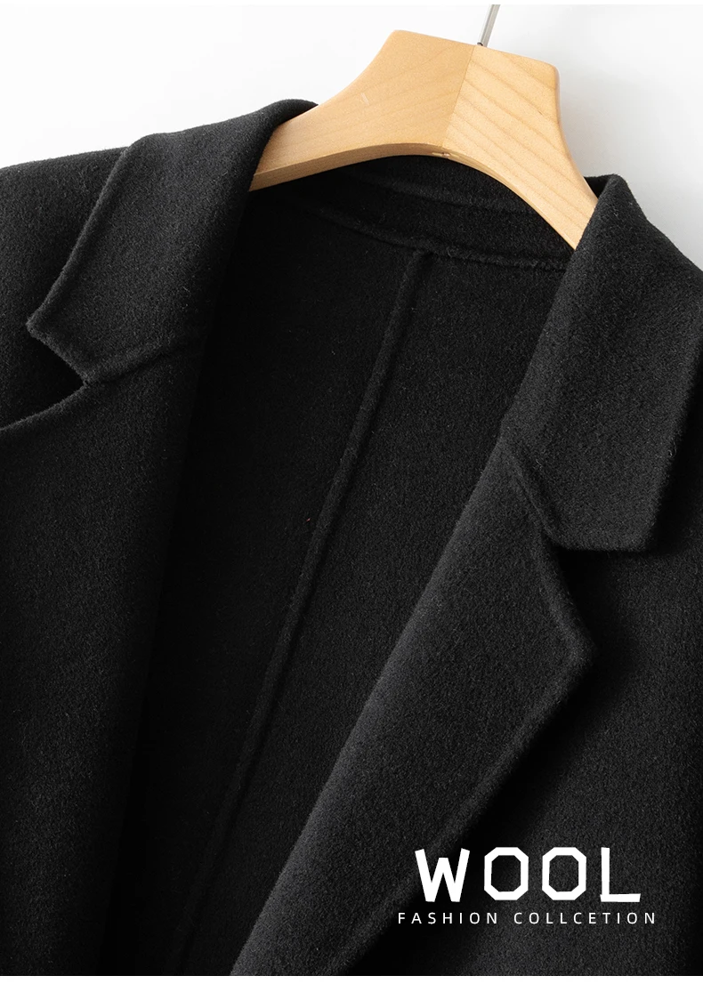 New Women's Coat Pure Wool Plaids and Tweedst Fashion Camel Women's Coat Elegant Trench Coat
