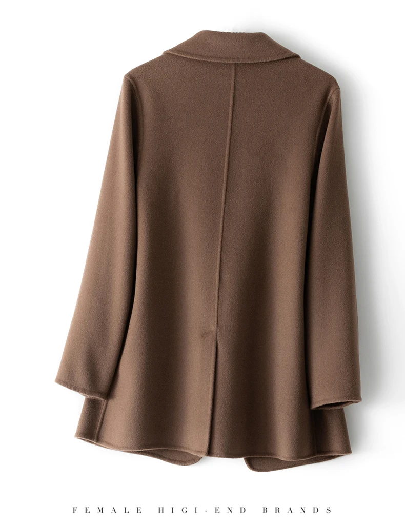 New Women's Coat Pure Wool Plaids and Tweedst Fashion Camel Women's Coat Elegant Trench Coat