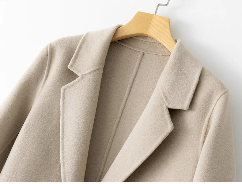 New Women's Coat Pure Wool Plaids and Tweedst Fashion Camel Women's Coat Elegant Trench Coat