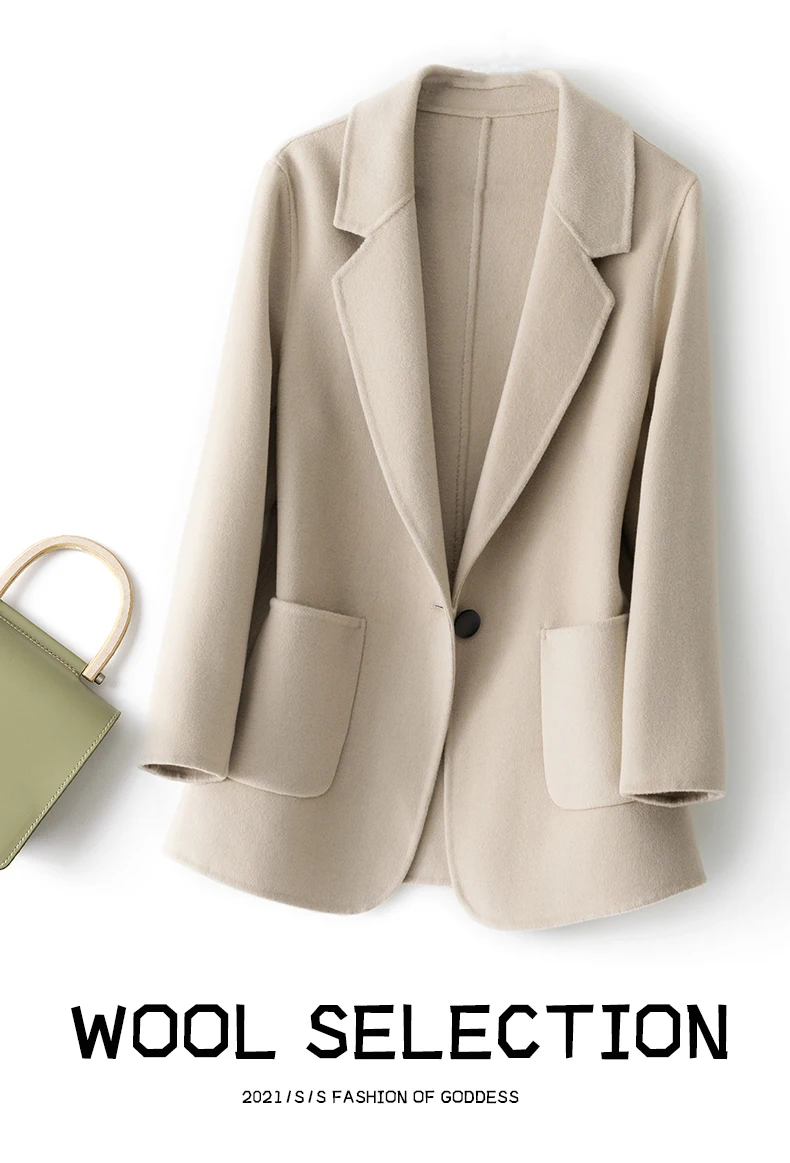 New Women's Coat Pure Wool Plaids and Tweedst Fashion Camel Women's Coat Elegant Trench Coat