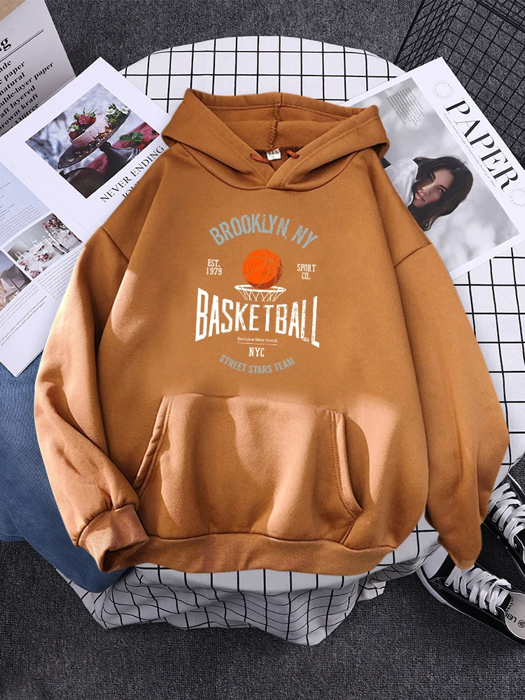 Brooklyn ,Ny Basketball Street Stars Team Hoodies Womens Creativity Pocket Sweatshirt New Fleece Hoody Fashion Woman Clothes