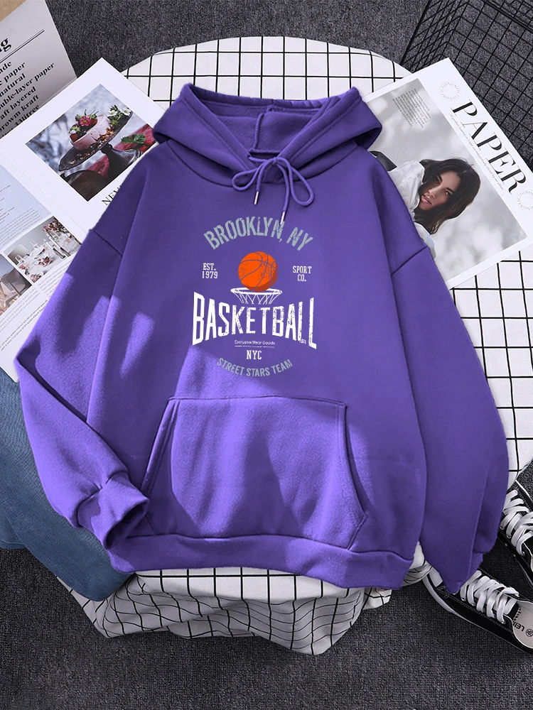 Brooklyn ,Ny Basketball Street Stars Team Hoodies Womens Creativity Pocket Sweatshirt New Fleece Hoody Fashion Woman Clothes