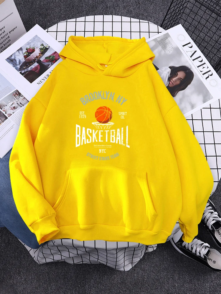 Brooklyn ,Ny Basketball Street Stars Team Hoodies Womens Creativity Pocket Sweatshirt New Fleece Hoody Fashion Woman Clothes