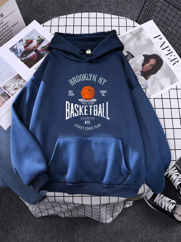 Brooklyn ,Ny Basketball Street Stars Team Hoodies Womens Creativity Pocket Sweatshirt New Fleece Hoody Fashion Woman Clothes