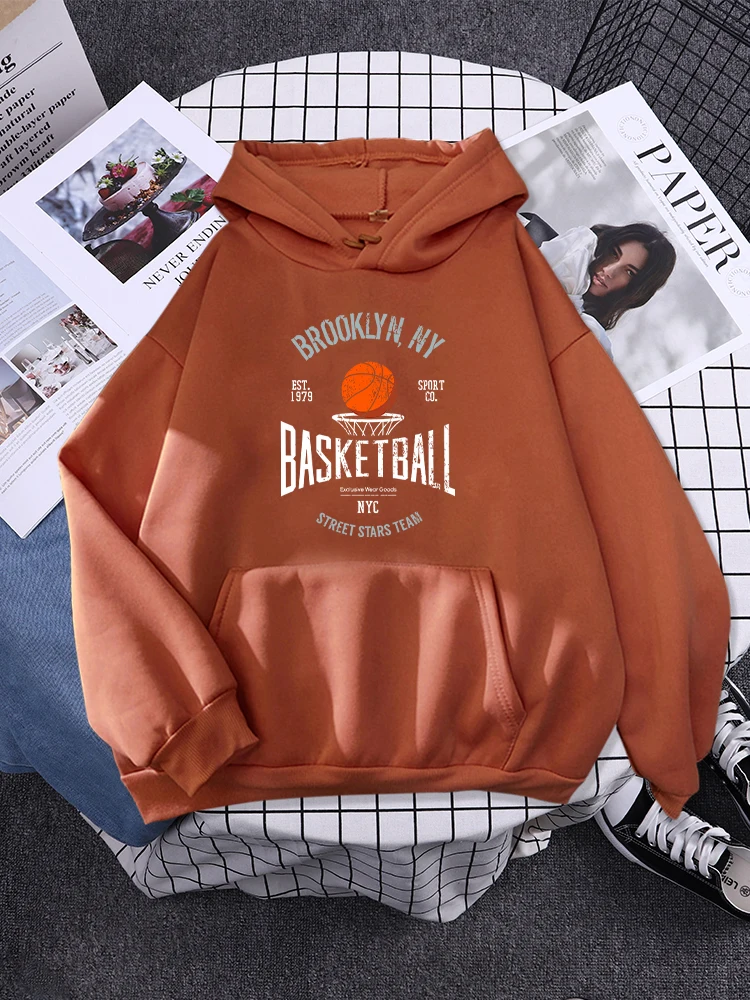 Brooklyn ,Ny Basketball Street Stars Team Hoodies Womens Creativity Pocket Sweatshirt New Fleece Hoody Fashion Woman Clothes