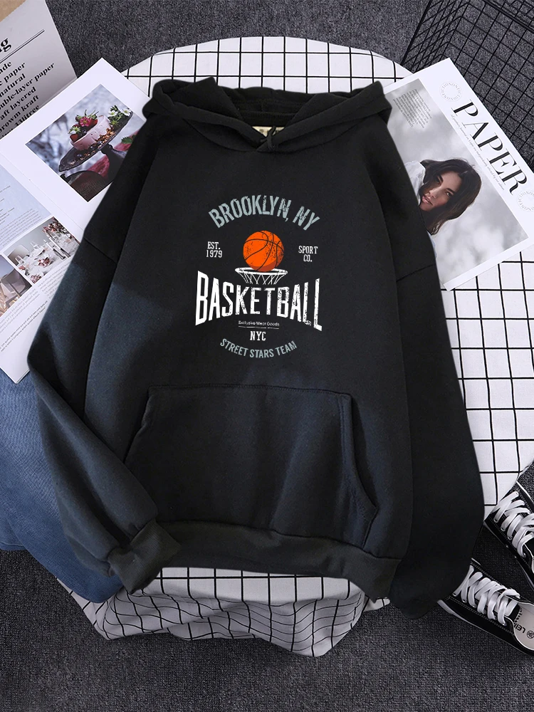 Brooklyn ,Ny Basketball Street Stars Team Hoodies Womens Creativity Pocket Sweatshirt New Fleece Hoody Fashion Woman Clothes