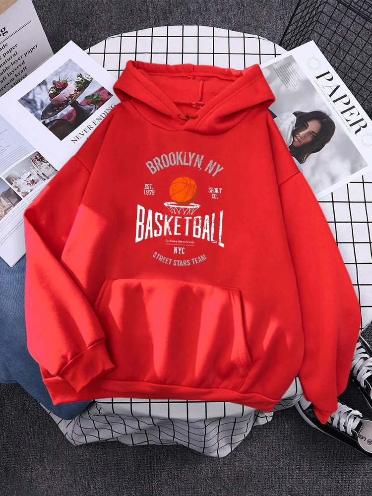 Brooklyn ,Ny Basketball Street Stars Team Hoodies Womens Creativity Pocket Sweatshirt New Fleece Hoody Fashion Woman Clothes
