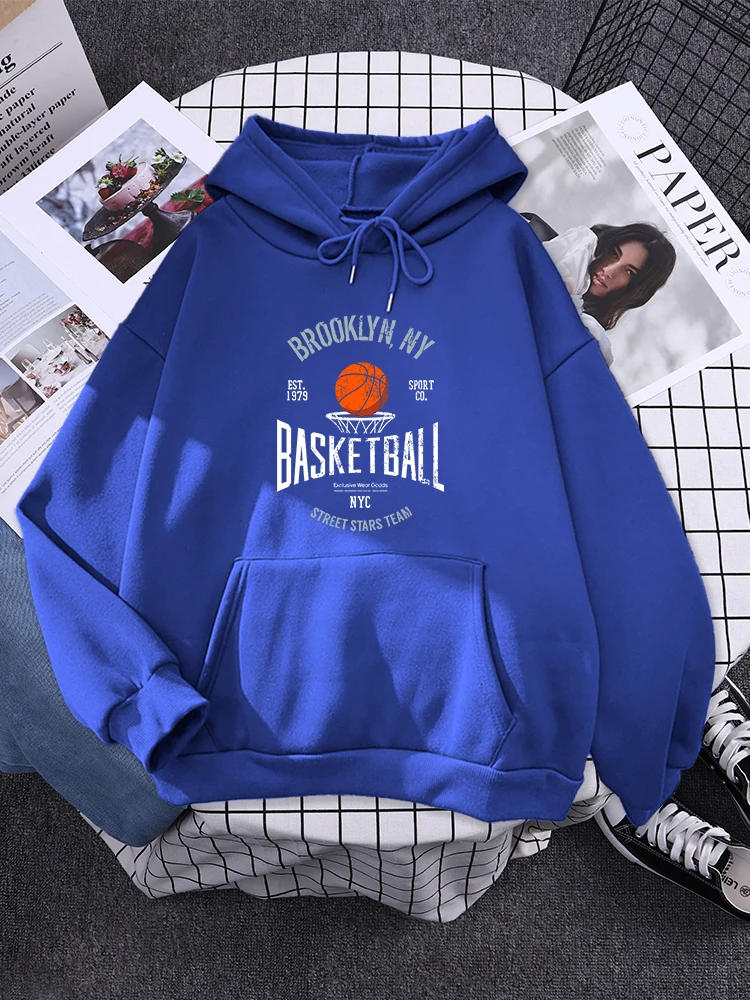 Brooklyn ,Ny Basketball Street Stars Team Hoodies Womens Creativity Pocket Sweatshirt New Fleece Hoody Fashion Woman Clothes