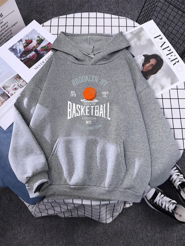 Brooklyn ,Ny Basketball Street Stars Team Hoodies Womens Creativity Pocket Sweatshirt New Fleece Hoody Fashion Woman Clothes