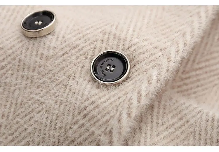 Autumn Winter New Thicken Imitation Mink Velvet Woolen Jacket 2024 Women Fashion Hepburn Style Wool Blend Coat Elegant Outwear