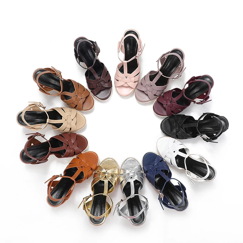 Women's Wedge-Shaped High Heels, Genuine Leather Sandals,Roman Fashion Open-Toe Evening Dress Shoes, Ball Summer Women's Sandals