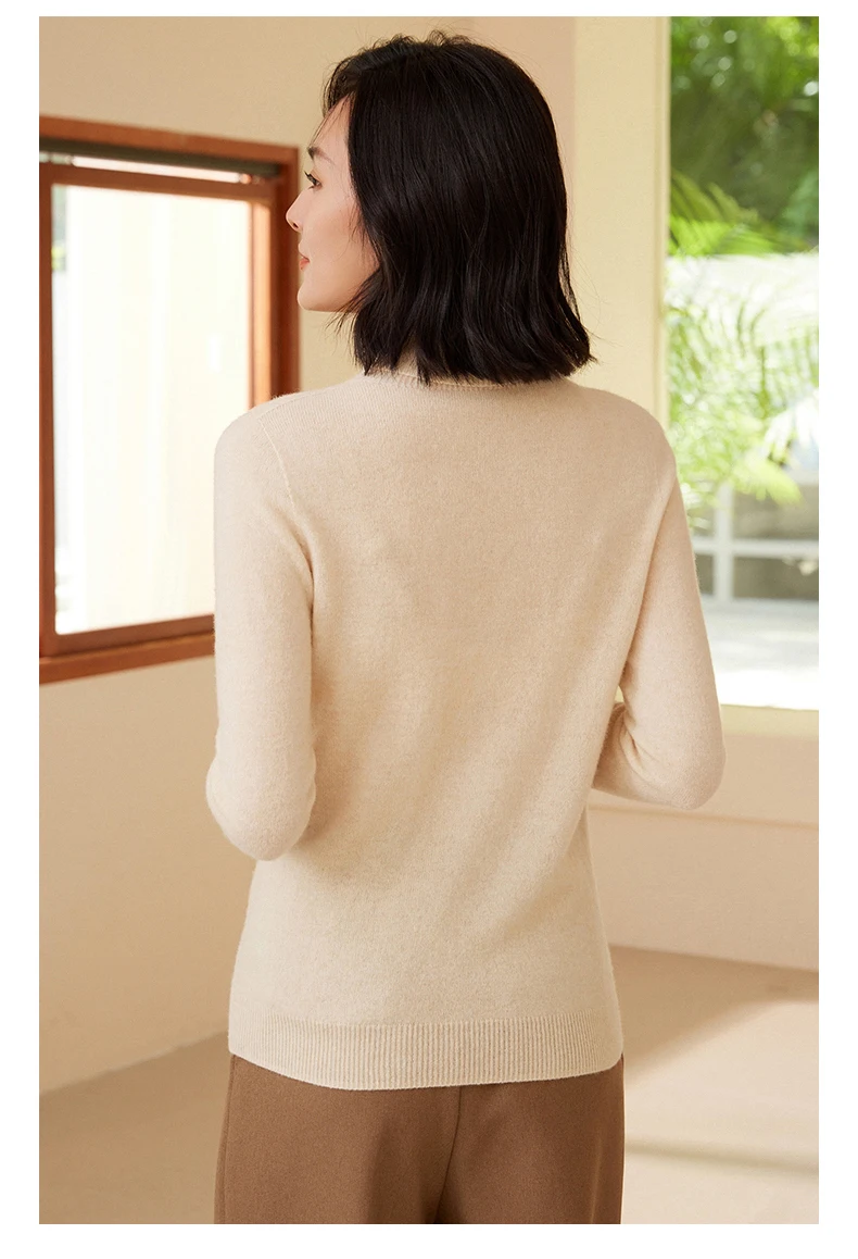100% Merino Wool Women's Turtleneck Sweater Knit Women's Pullover Sweater 2023 Fall/Winter New Women's Warm Solid Sweater