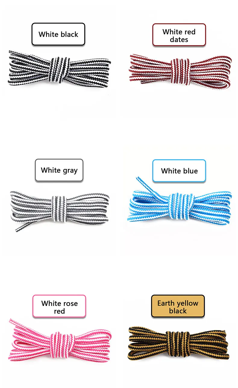 1 Pairs Round ColorBlock Striped Shoes Laces For Sneakers Polyester Silk Shoelaces For Fashion Boots Accessories 70/90/120/150CM