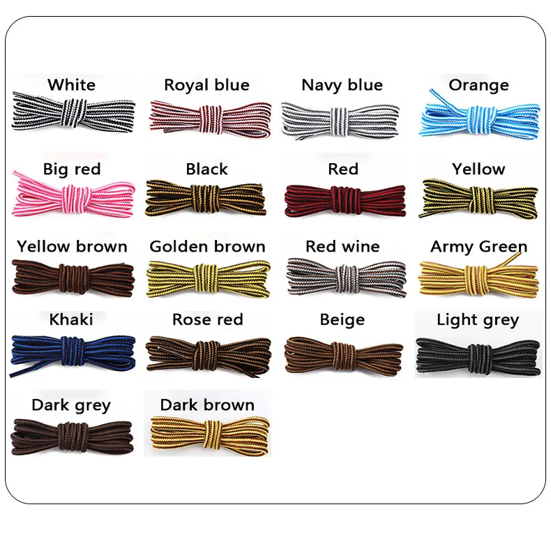 1 Pairs Round ColorBlock Striped Shoes Laces For Sneakers Polyester Silk Shoelaces For Fashion Boots Accessories 70/90/120/150CM